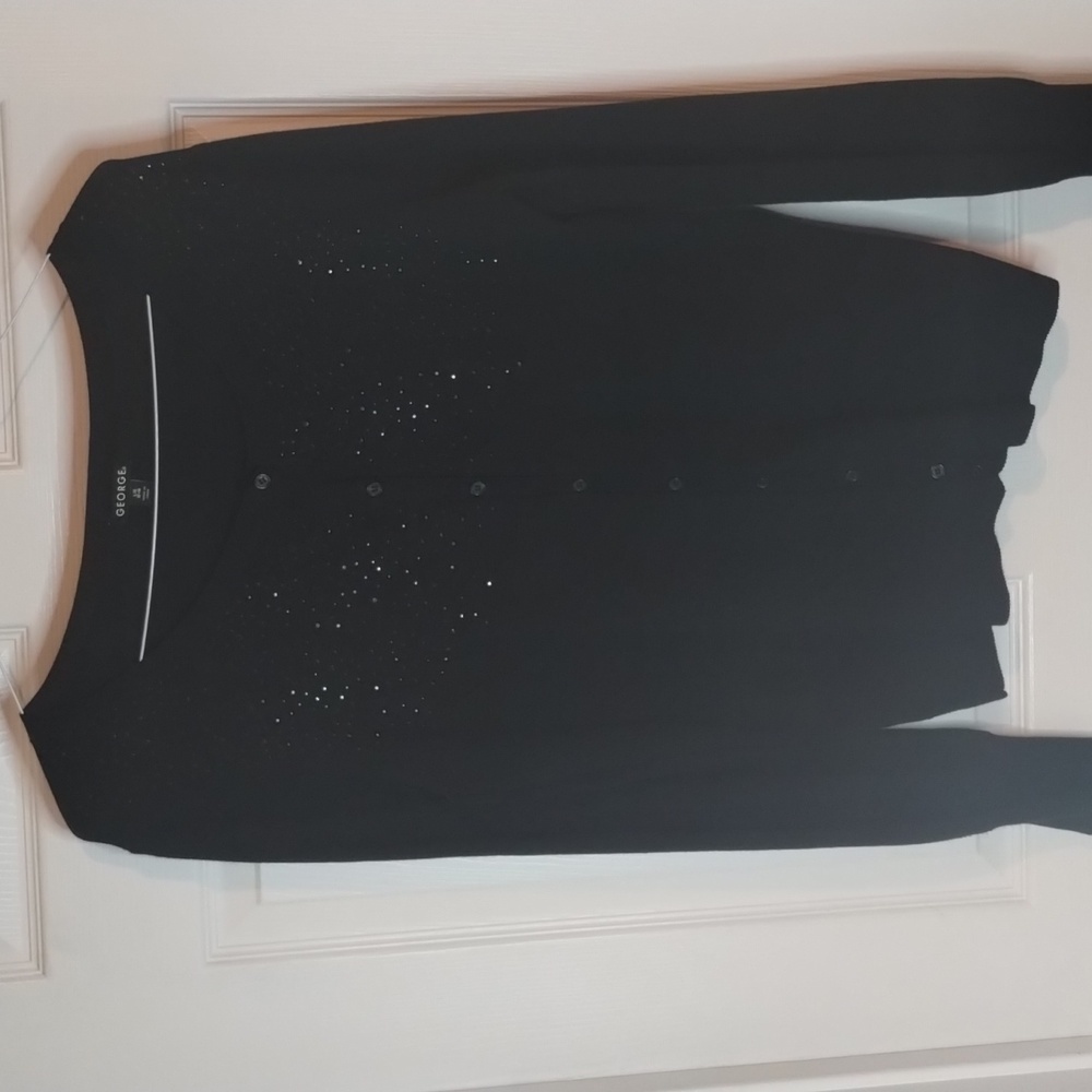 Cardigan black beaded sweater, size L, George